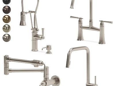 Various Modern Metal Water Faucets With Unique Designs For Home Kitchen And Bathroom Use 3d model