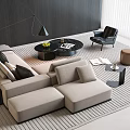 Modern Italian Double-sided Sofa Coffee Table Combination Multi-person Sofa Coffee Table Combination Fabric Sofa Double-sided Sofa 3d model
