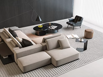 Modern Italian Double-sided Sofa Coffee Table Combination Multi-person Sofa Coffee Table Combination Fabric Sofa Double-sided Sofa 3d model