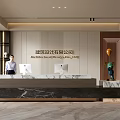Middle Antique Company Front Desk Background Wall Reception Area Bar Desk Reception Desk Lobby Simple Lobby 3d model