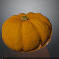 Vibrant Orange Ripe Whole Pumpkin with Smooth Surface on Dark Background