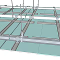 Ceiling Installation Structure Featuring Metal Framework And Grid Support System 3d model