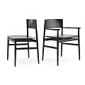 Modern Black Dining Table Set With Six Chairs And Minimalist Design 3d model