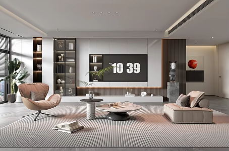 Home Living Room TV Background Wall Simple Living Room Coffee Table Combination Sofa TV Cabinet Minimalist Living Room 3d model