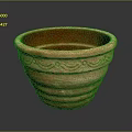 Terracotta Flower Pot With Carved Decorative Patterns And Ribbed Design For Home Decoration And Gardening