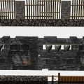 Traditional Stone Garden Feature Wall Design With Decorative Pots And Textured Patterns
