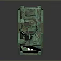Green Camouflage Military Tank with Antennas Equipment and White Cross Markings