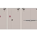 Beige Fire Doors With Hinges Red Signs And Different Handles Design