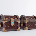 Ornate Vintage Treasure Chests With Gemstone Accents And Metal Fittings