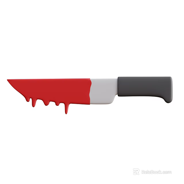 Stylish Knife Shaped Decorative Ornament Set With Red Dripping Design And Black Handle 3d model 