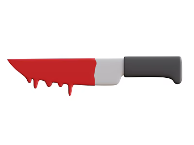 Stylish Knife Shaped Decorative Ornament Set With Red Dripping Design And Black Handle 3d model