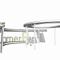Modern Metal Pergola With Circular Curved Top And Sleek Support Structures 3d model