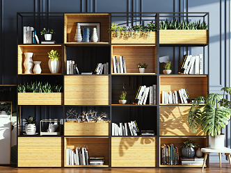 Industrial LOFT bookcase decorative rack combination 3d model