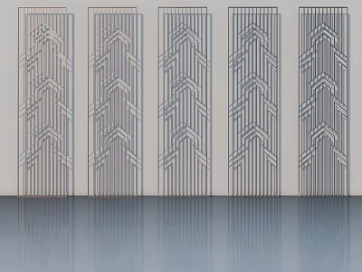 Five Modern Interior Swing Doors With Geometric Vertical Stripes And Arrow Patterns 3d model