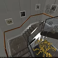 Modern Staircase With Wooden Handrail And Glass Railings Framed Pictures And Yellow Flowers