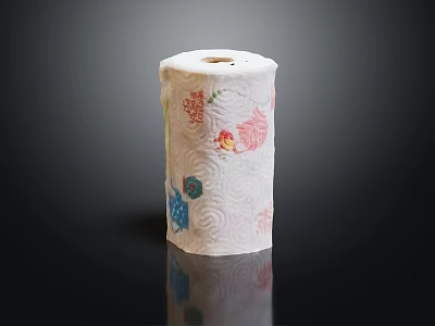 Decorative Toilet Paper Roll With Colorful Floral Patterns For Household Use 3d model