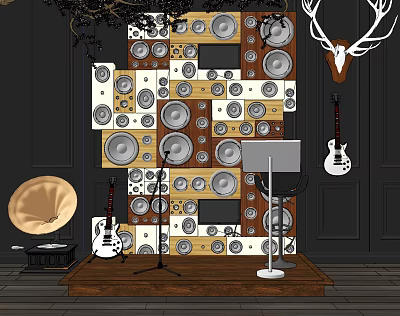 Modern sound stage sound instrument ornaments 3d model