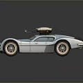 Blue Vintage Sports Car Featuring Streamlined Design And Roof Equipment With Metallic Finish
