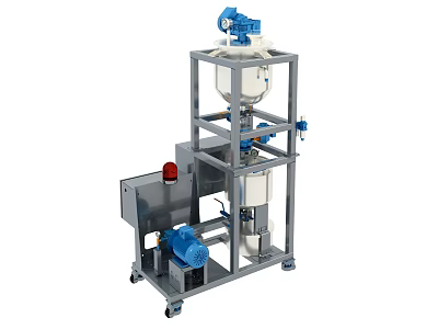 Industrial Mixing Equipment With Stainless Steel Frame Blue Motor And Control Panel 3d model