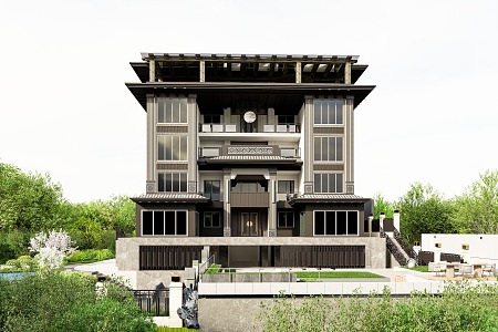 New Chinese Style Villa Homestay 3d model