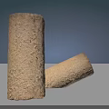 Natural Stone Wood Cylindrical Decorative Elements Two Pieces With Rough Textured Surface 3d model