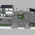 Modern Solar Powered Station with Electric Vehicle Charging Piles and Green Landscaping