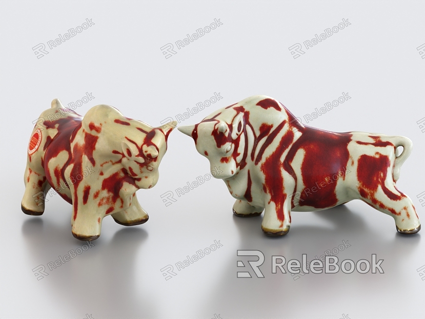 Porcelain Porcelain Cow Porcelain Ornaments Jun Porcelain Ceramic Cow model