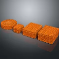 Orange Patterned Garden Decorative Pieces Round And Square Ornamental Boxes With Multiple Sizes 3d model