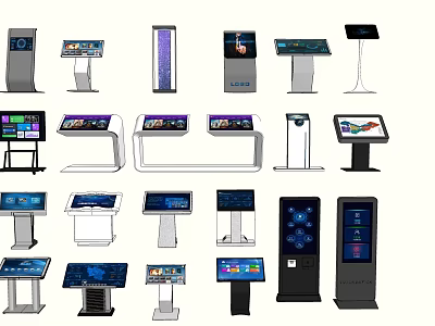 Public Facilities Featuring Interactive Touchscreen Kiosks Self Service Terminals And Information Displays 3d model