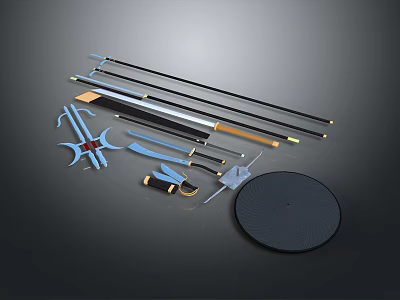 Traditional Weapons Collection Featuring Swords Bows Arrows Shield And Daggers 3d model
