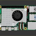 Electronic Circuit Board with Cooling Fan and Embedded System Module Featuring USB HDMI Ports