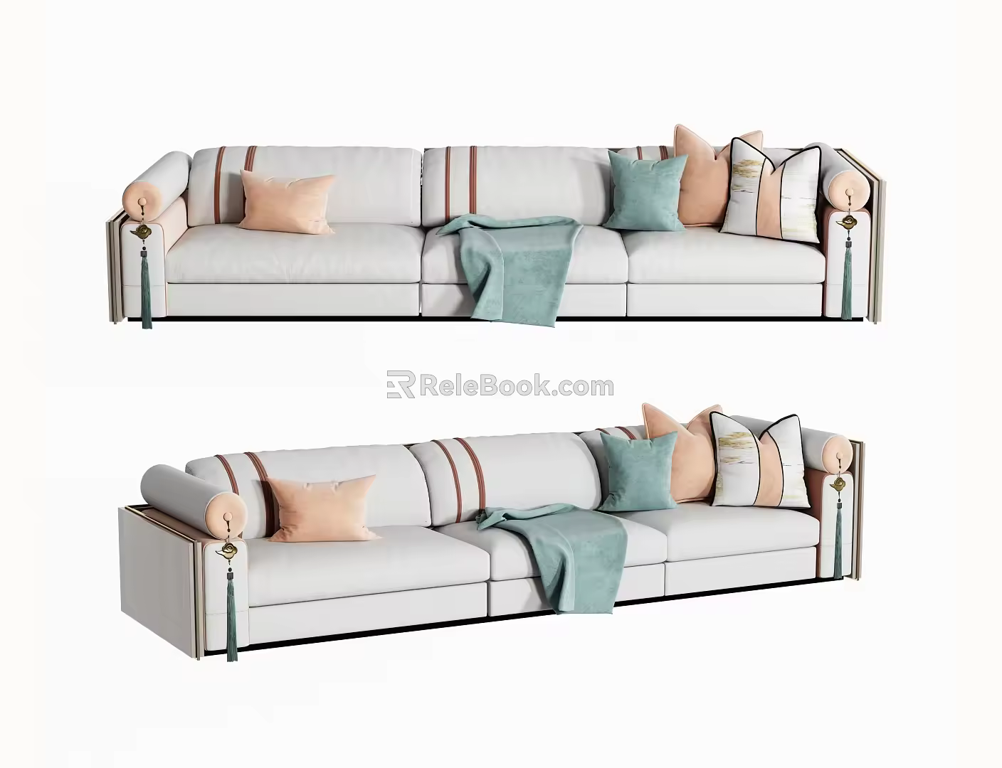 New Chinese-style Three-person Sofa Multi-person Sofa 3d model