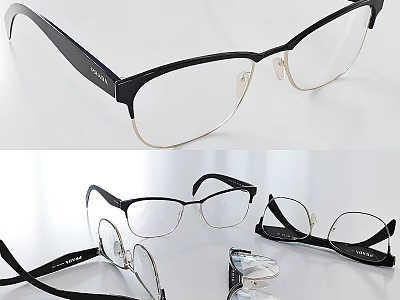 Accessory Decor Set With Different Style Eyeglasses Black Frames And Clear Lenses 3d model