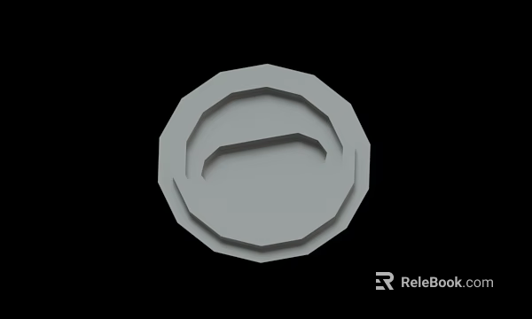 Gray Layered Circular 3D Model With Geometric Design On Black Background 3d model 
