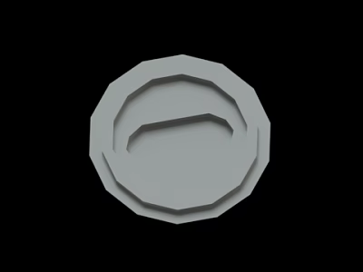Gray Layered Circular 3D Model With Geometric Design On Black Background 3d model