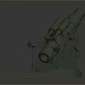 Vintage Artillery Gun With Ammunition Shell Complex Mechanical Structure And Sturdy Base Displayed In Studio 3d model