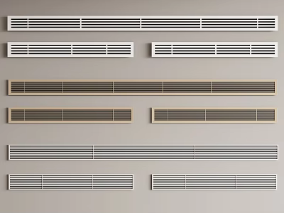 Different Designs Of Air Conditioner Vents With Grille Patterns In White And Beige 3d model