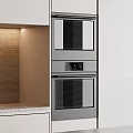 Sleek Modern Kitchen Interior Design With Gray Cabinets Island Countertop Built-in Oven And Faucet