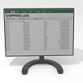 Computer Monitor Displaying Shipping Log And Logistics Data Table On Screen