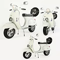 Vintage White Scooter With Black Seat Round Headlight And Rearview Mirrors