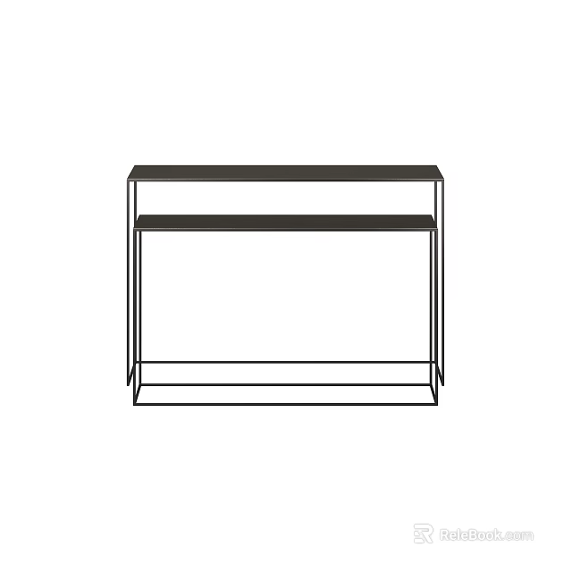 Modern Console Table Design With Metal Frame And Two Tiered Shelves 3d model 