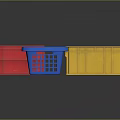 Colorful Plastic Storage Baskets in Red Yellow and Blue on Black Background