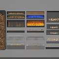 Various Modern Fireplaces With Different Flame Effects And Wall Mounted Designs For Interior Spaces 3d model