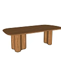 Nordic Solid Wood Simple Dining Table with Silent Wind Solid Wood Dining Table Nordic Long Dining Table 3d model