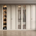 Modern Wardrobe Interior Design With Glass Doors Open Shelves And Hanging Clothes