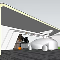 Modern Entrance Gate Design With White Curved Structure And Black SUV In Outdoor Setting
