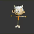 Cartoon Boy Character With White Hair Orange Shirt Blue Pants And Grey Background