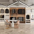 Modern Bridal Shop Interior With White Wedding Dresses On Golden Hangers
