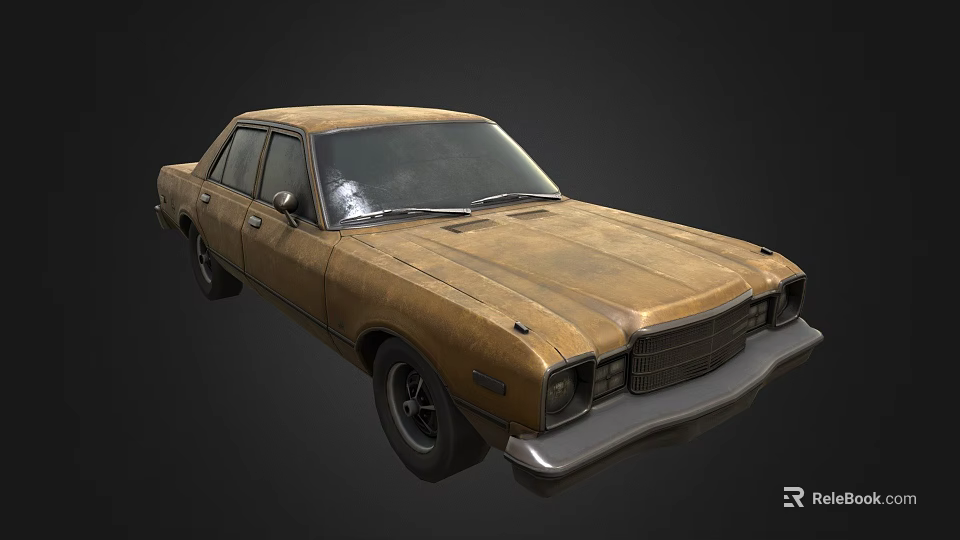 Vintage Brown Sedan With Old Rustic Texture Classic Automobile Exterior Design 3d model 