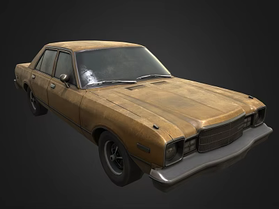 Vintage Brown Sedan With Old Rustic Texture Classic Automobile Exterior Design 3d model